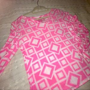 MAHI GOLD long sleeve blouse, pink white XS